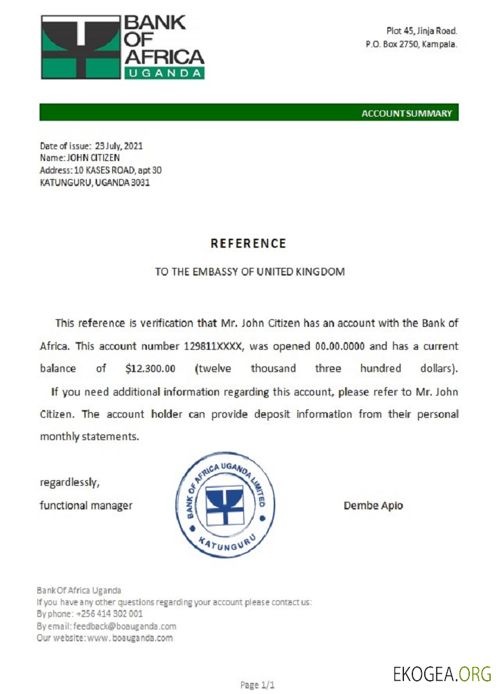 Ouganda , Bank of Africa , reference